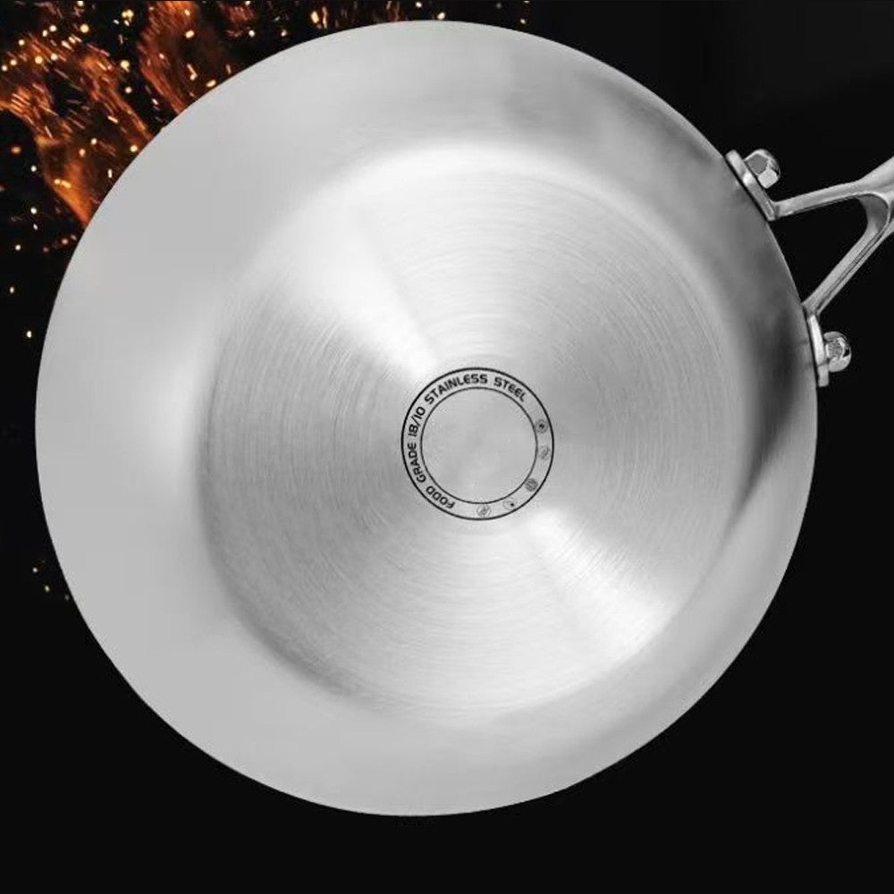316 Stainless Steel Frying Pan Wok NonStick Pan Fried Steak Pot Uncoated Kitchen Cookware For Gas Stove and Induction Cooker Wok