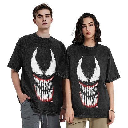 We Are Venom Washed T Shirts Streetwear Hip Hop Novelty T-Shirts  Tees Tops for Men Women Short Sleeve Street Printed