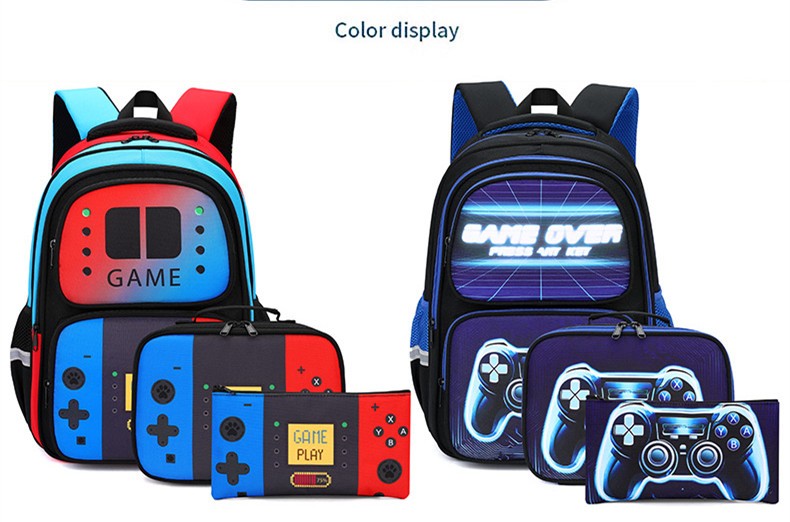 Mochila escolar estampada com console de videogame criativo 3 peças/conjunto mochilas para meninos adolescentes meninas Nylon à prova d'água bolsas escolares para livros