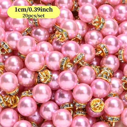 20pcs/set Shiny CCB Christmas Beads Pendant Classic Golden Rhinestone Spacer Beads For Earrings  Making Fashion Accessories