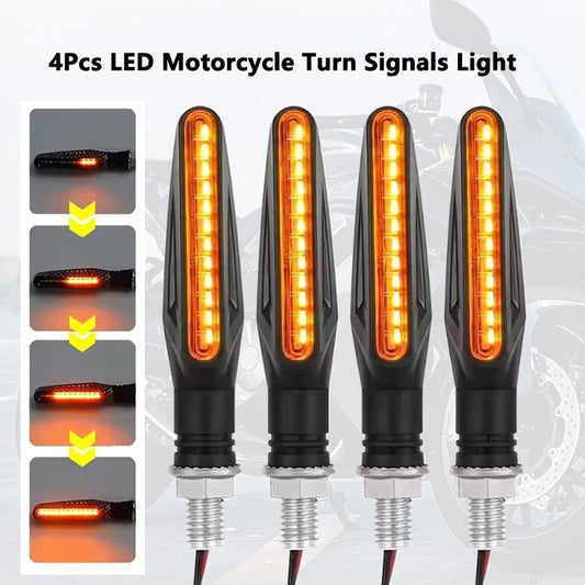 4pcs Universal Motorcycle Led Turn Signals Blinker Flowing Water Flashing Lights Stop Signal Light DRL Lamp Tail Brake Signal