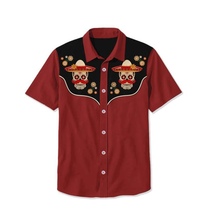 2025 Men's Casual Button Short Sleeve Shirt Mythical Medusa Snake Demon Pattern Comfortable And Breathable Summer Fashion Top