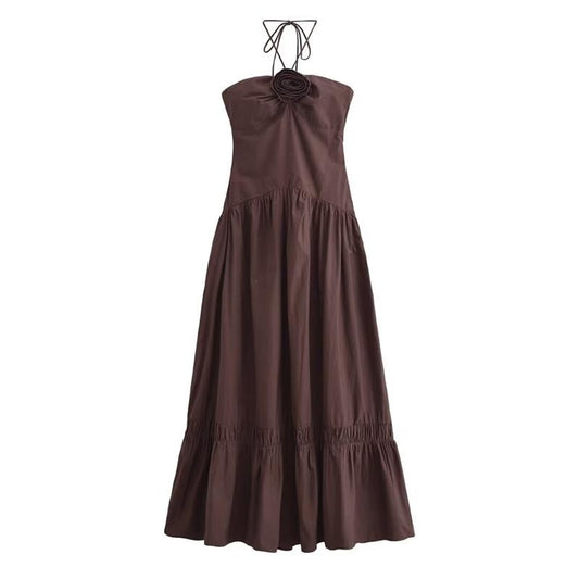 Dresses Summer Women's 2025 New Chic Tube Top Hanging Neck Holiday Dress Women's
