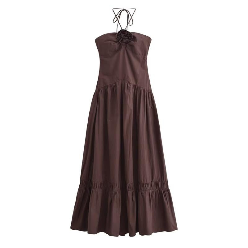 Dresses Summer Women's 2025 New Chic Tube Top Hanging Neck Holiday Dress Women's