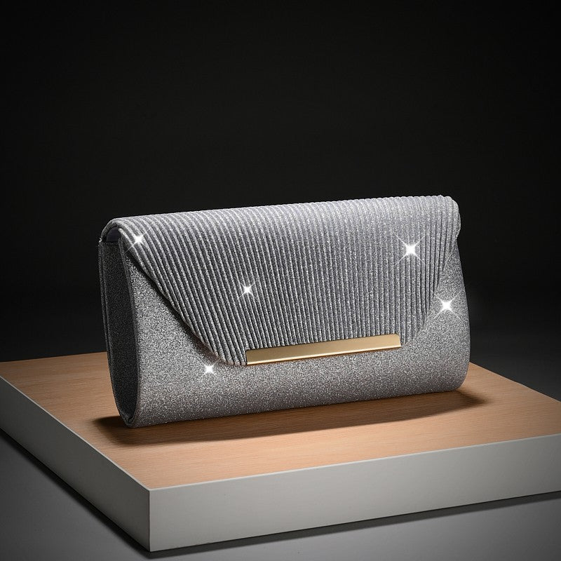 Luxury Envelope Evening clutch Bag New Bright Grain Wrinkle Textured Long Hardware shoulder bag Wedding Handbag for wedding bag