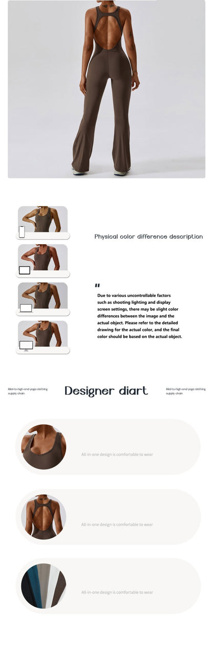 Solid Yoga Jumpsuit One Piece Outfit Fitness Bodysuit Workout Clothes for Women Sportwear Women Buttock lifting Set Activewear