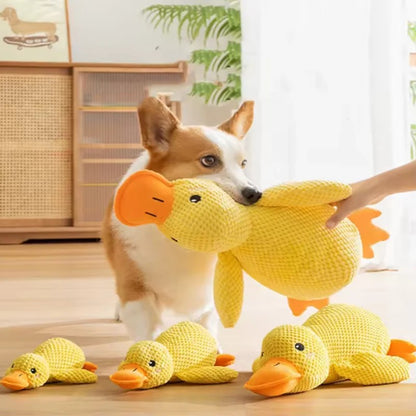 Brinquedo de Pelúcia de Pato Resistente a Mordidas para Cães Interativo Mastigação Limpeza dos Dentes do Filhote Grande Aliviador de Estresse para Animais de Estimação