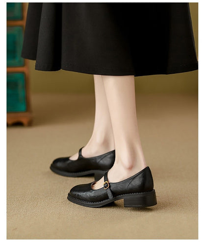 Mary Janes Women's Shoes Round Toe Flats Spring and Autumn New Fashion Buckle Strap Shallow Mouth Low Heels Loafers Women Flats