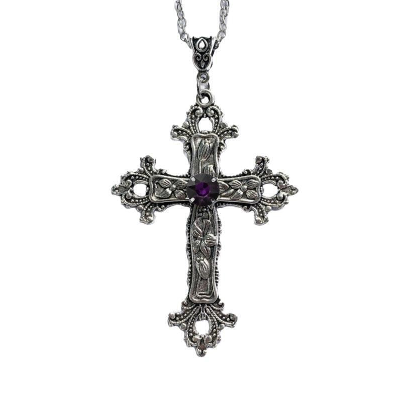 Gothic Cross Necklace For Women Men Punk Hollow Flower Cross Charms Choker Chain Vampires Pendant Jewelry Party Accessories Gift