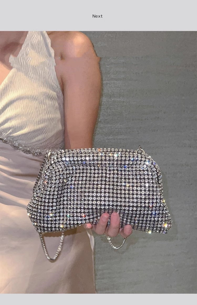Luxury Glitter Cloud Bag Women's Handbag Crystal Shiny Rhinestones Diamond Evening Bag Wedding Party Clutch Purse Shoulder Bags