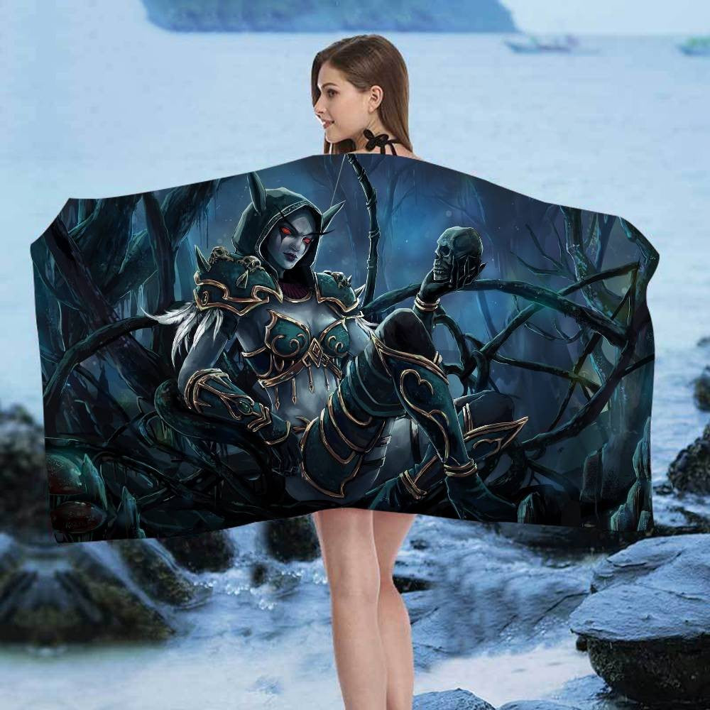 World Game Of W-Warcraft Microfiber Printed Beach Towel Mountain Climbing Yoga Beach Swimming Running Absorbent Soft Towel