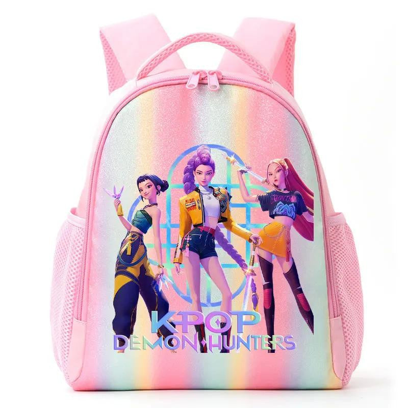 Mochila de Caçadores de Demônios KPop Estampa de Desenho Animado Anime Bolsas de Ombro para Estudantes Organizador de Papelaria Grande Capacidade Presentes de Volta às Aulas