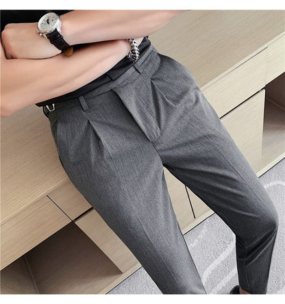 High Quality Elasticity Suit Pants Men Formal Business Office Social Dress Pants Slim Fit Casual Wedding Ankle Trousers Pantalon
