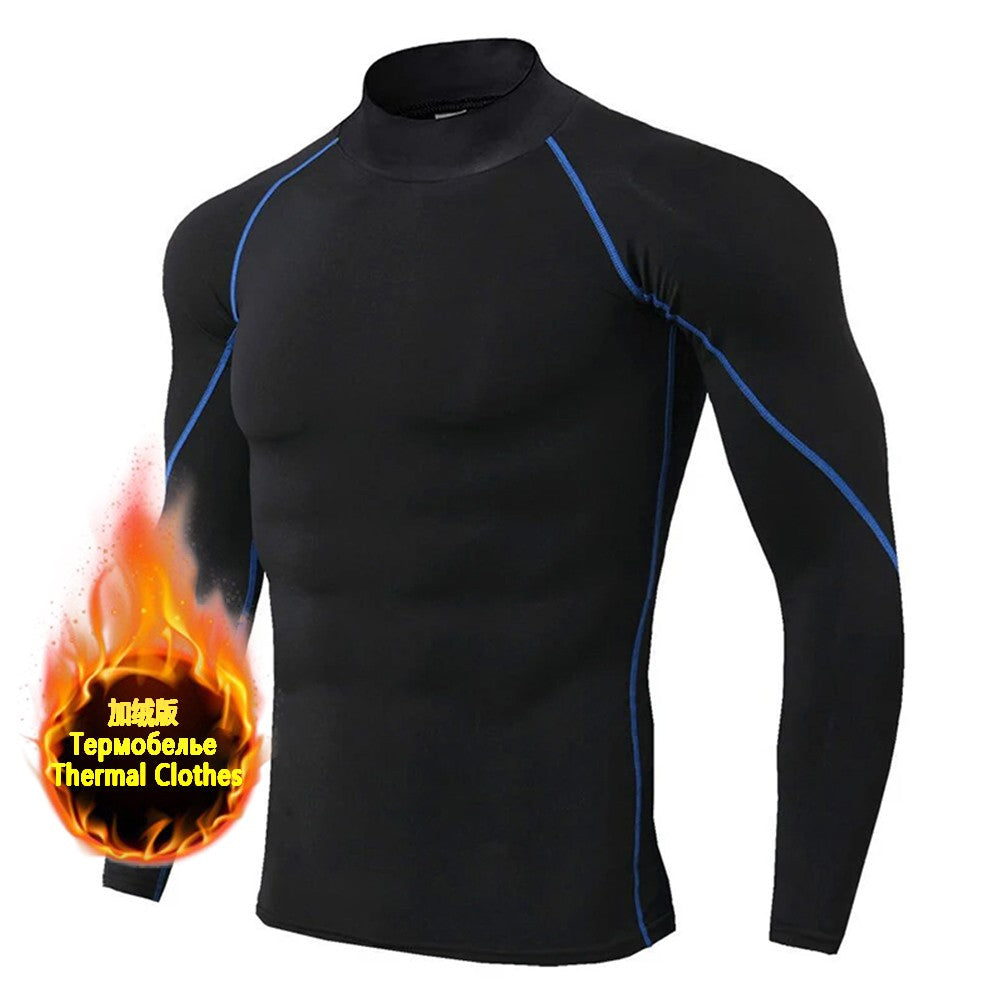 Winter Man Compression Shirt Cycling Clothing Warmth Shirt Warm Bottoming Shirt Men Compression T-Shirt Gym Sportswear 2024 New