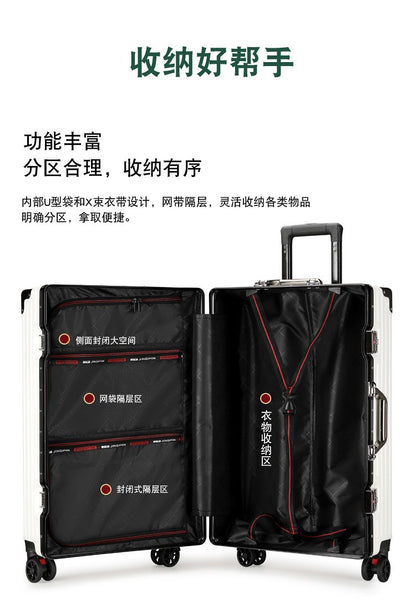 Luggage Suitcase Aluminum Frame 20 Trolley Case Universal Wheels 24 Female Male Students 26 Durable Password 28inch Leather Case