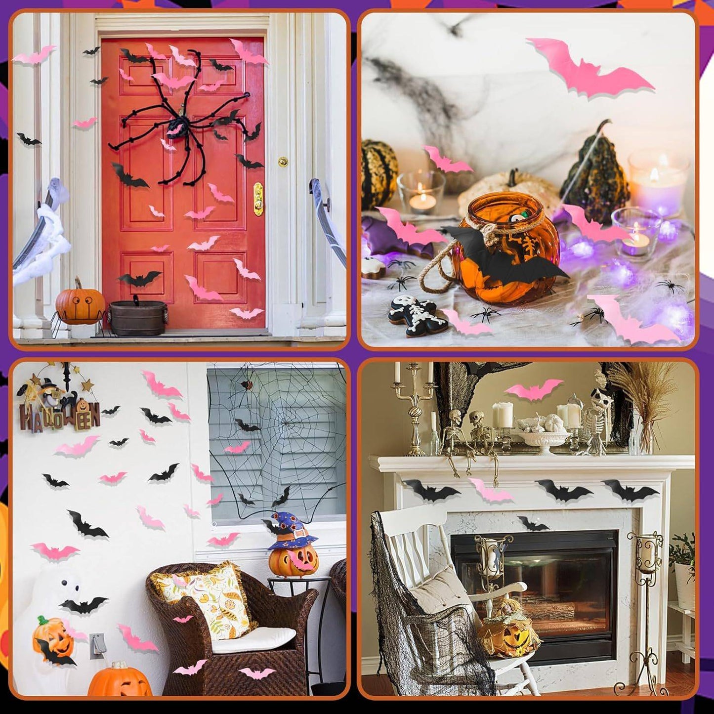 24/48pcs 3D Bat Wall Stickers Spooky PVC Bat Halloween Indoor Decorations Reusable Durable Bats Sticker Party Festival Supplies