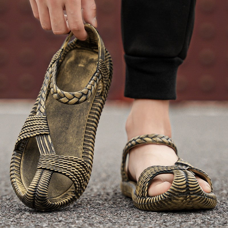 Original Summer Men's Straw Sandals Mens Casual Shoes Personality Wear-resistant Sandal for Men Outdoor Beach Flip-flop