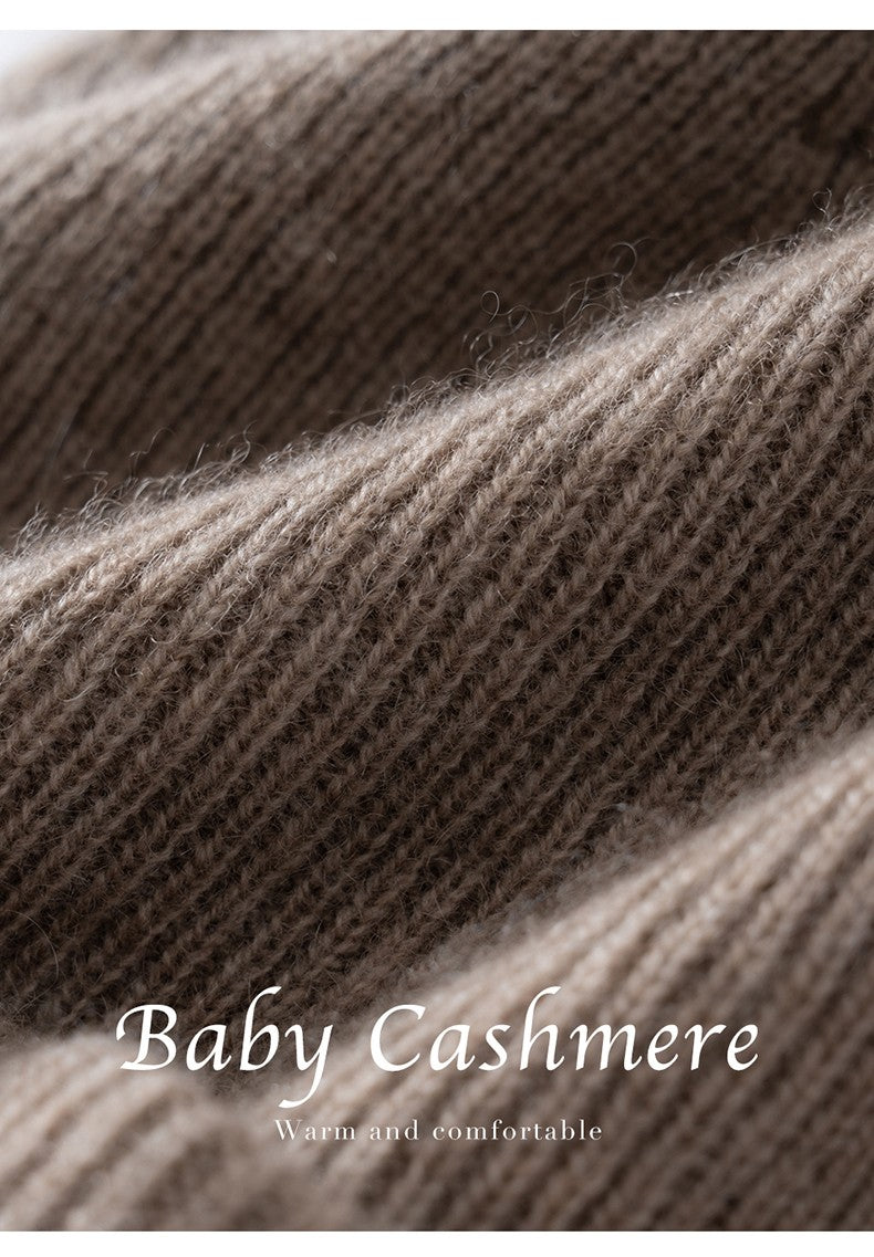 Autumn Winter New 100% Cashmere Hat Women's One-Line Hat Knitted Hat Wool Hat Ear Protection High-Quality Couple Hat