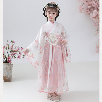Fashion Girls Dresses Casual Outfit Long Sleeve Hanfu Girl Summer Children Clothes Princess Dress Baby Vestido Kids Tang Costume