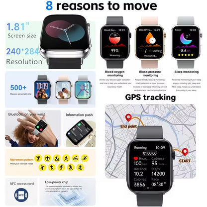 Smartwatch Versão Global Masculino Feminino HD AMOLED Display Frequência Cardíaca Chamada Bluetooth Rastreamento GPS Relógios Inteligentes Esportivos à Prova d'Água