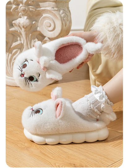 Princesa Cute Mary Gato Chinelos de Algodão Peludo Mulheres Chinelos de Casa Inverno Chinelos de Pelúcia Slides Chinelos de Interior Fofos Sapatos Encantadores