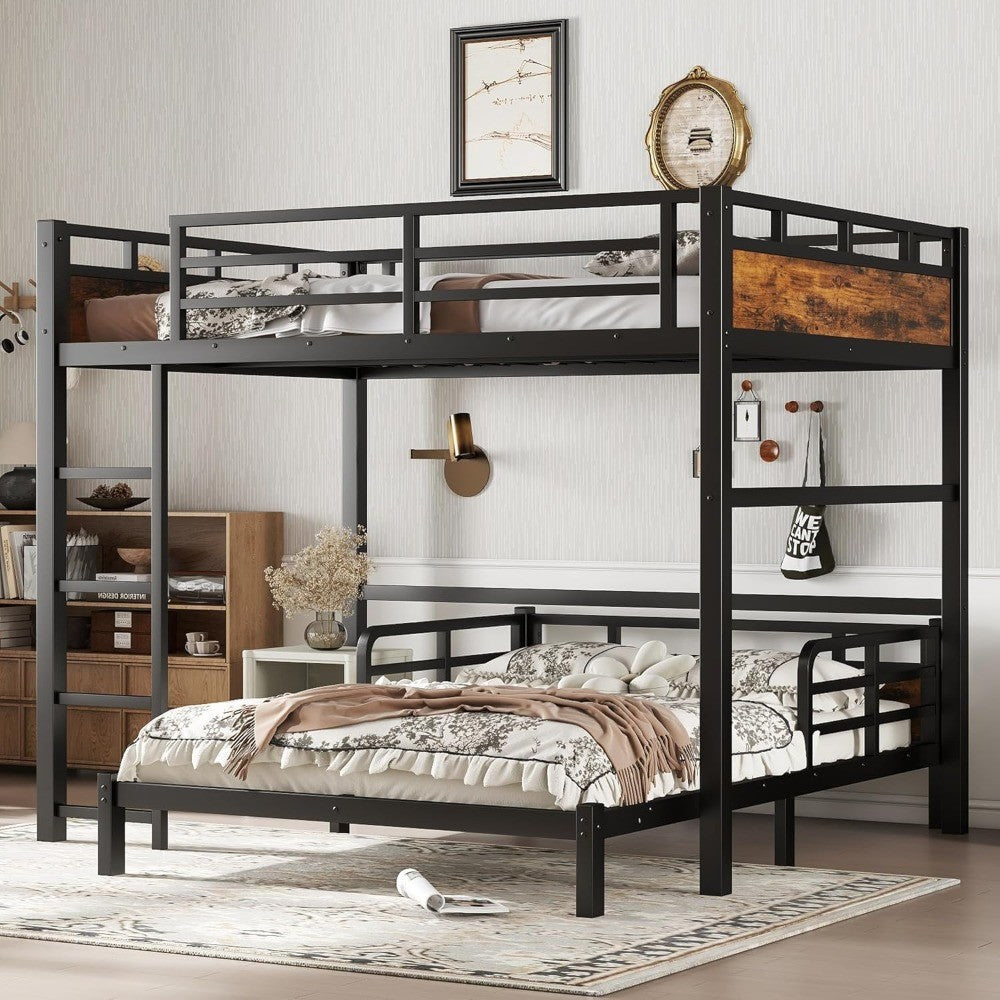 Double Decker Bunk Bed with Headboard and Full-Sized Safety Rail, Detachable Full-Size Bunk Beds, Sturdy Heavy-Duty Bunk Beds fo