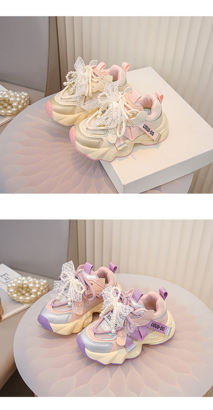 Autumn Sneakers For Kids Korean Style Trend Fashion Girl's Sneakers Soft-soled Breathable Teenager Children Sport Shoes