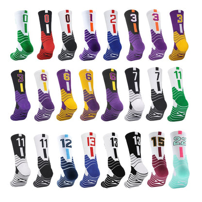 Meias Esportivas Masculinas de Basquete, Meias Esportivas com Numeração, Fundo de Toalha Engrossado, Ciclismo Outdoor, Corrida, Basquete, Feminino Adulto, Meias.