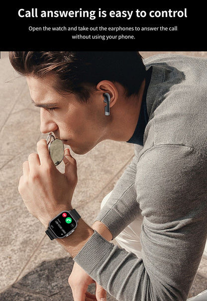 Smartwatch TWS 2 em 1 com fones de ouvido Relógio esportivo fone de ouvido Bluetooth Relógio de chamada Monitor de saúde masculino NFC Smartwatch feminino Fone de ouvido