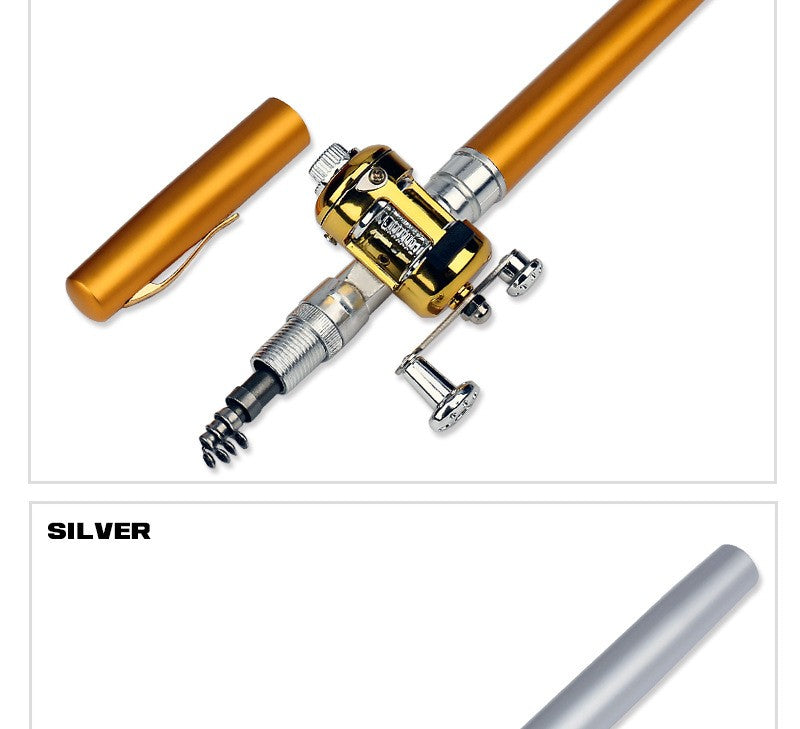 Fishing Rod Reel Combo Set Mini Telescopic Pocket Pen Fishing Rod Pole + Reel