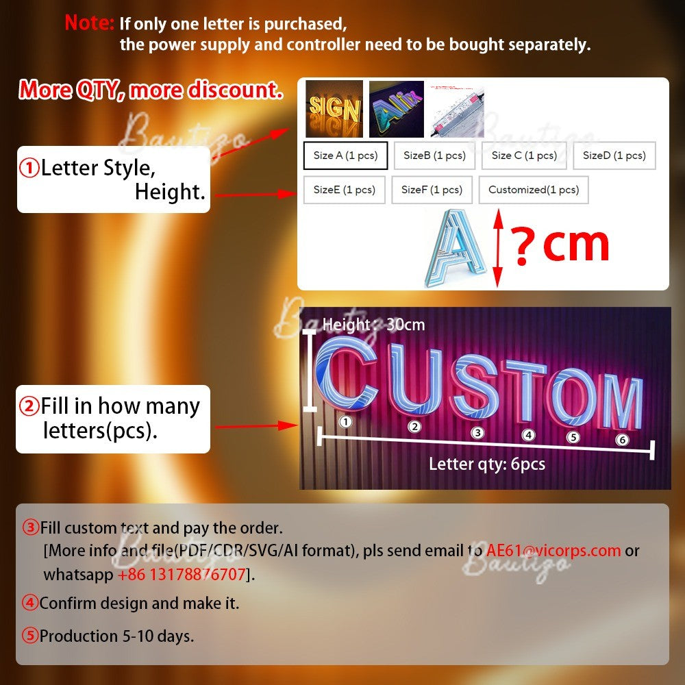 Custom Infinity Mirror Light Up Letter Art Lighting Infinity Mirror Light Customizable for Wall Decor Led Lights Business Sign