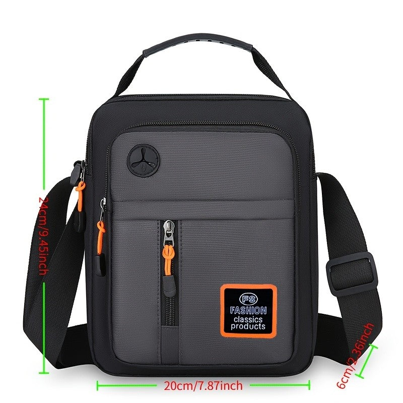 Stylish Men's Crossbody Bag with Headphone Jack, Multiple Pockets, Adjustable Strap, Ideal for Casual, Vacation Travel, Holiday