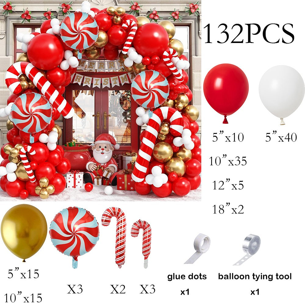 Christmas Decor Balloons Red White Gold Balloon Garland Arch Kit Christmas Candy Cane Foil Globos Home Party New Year Decoration