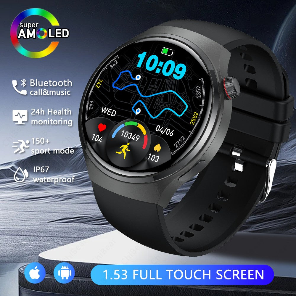 Smartwatch Esportivo Watch 4 Pro Masculino Tela AMOLED HD 360*360 Frequência Cardíaca Chamada Bluetooth IP68 À Prova D'água Música Novo SmartWatch 2025