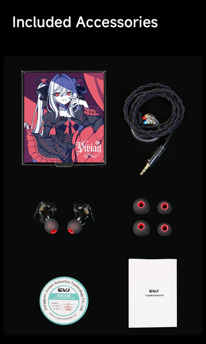 Fone de Ouvido Intra-auricular CVJ Vivian com Driver Dinâmico de 10mm adequado para Música e Jogos Cabo Removível de 0,78mm Qualidade de Som HiFi