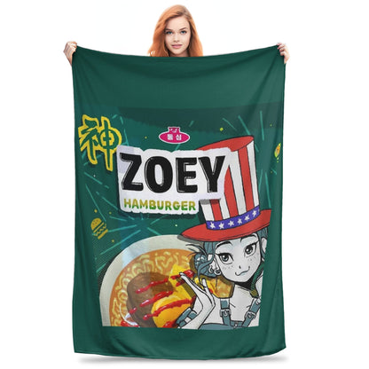 Huntrix Zoey Rumi Mira Blanket Cover Flannel KPop Demon Hunters Lightweight Throw Blankets for Outdoor Travel Bed Rug