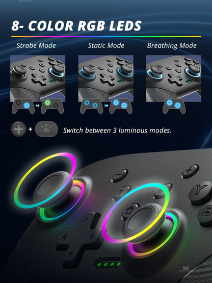 DATA FROG Wireless Controller For Switch OLED/Lite Console Pro Gamepad with 1000Mah Battery Programmable Turbo Function