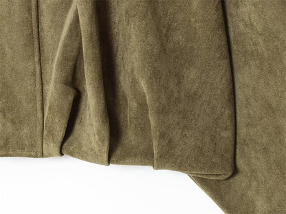 Women's Jacket Fall 2025 New Solid Color Long-Sleeved Faux Suede Loose Bomber Jacket Casual Fashion Personality Versatile