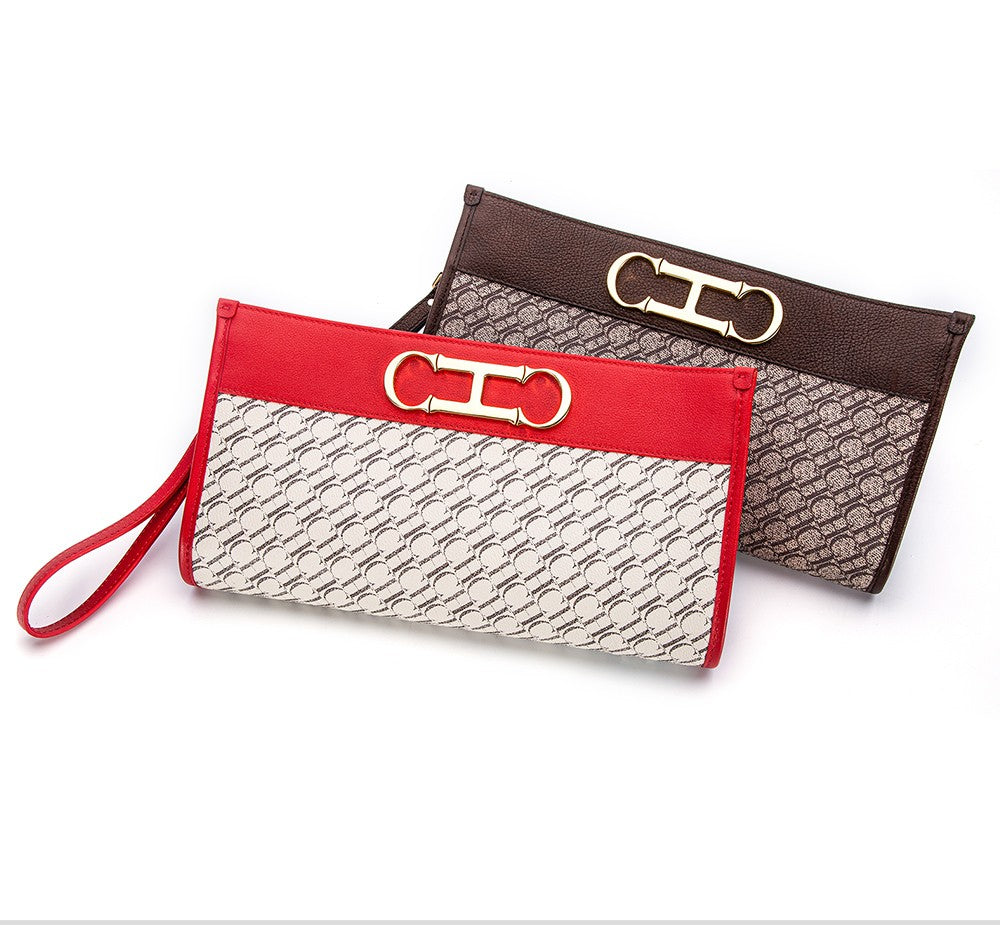 Women's Walletluxury Design Envelope Convenient Zipper Fashion Letter Print Long Wallet Mobile Phone Bag Men's Clutch Bag