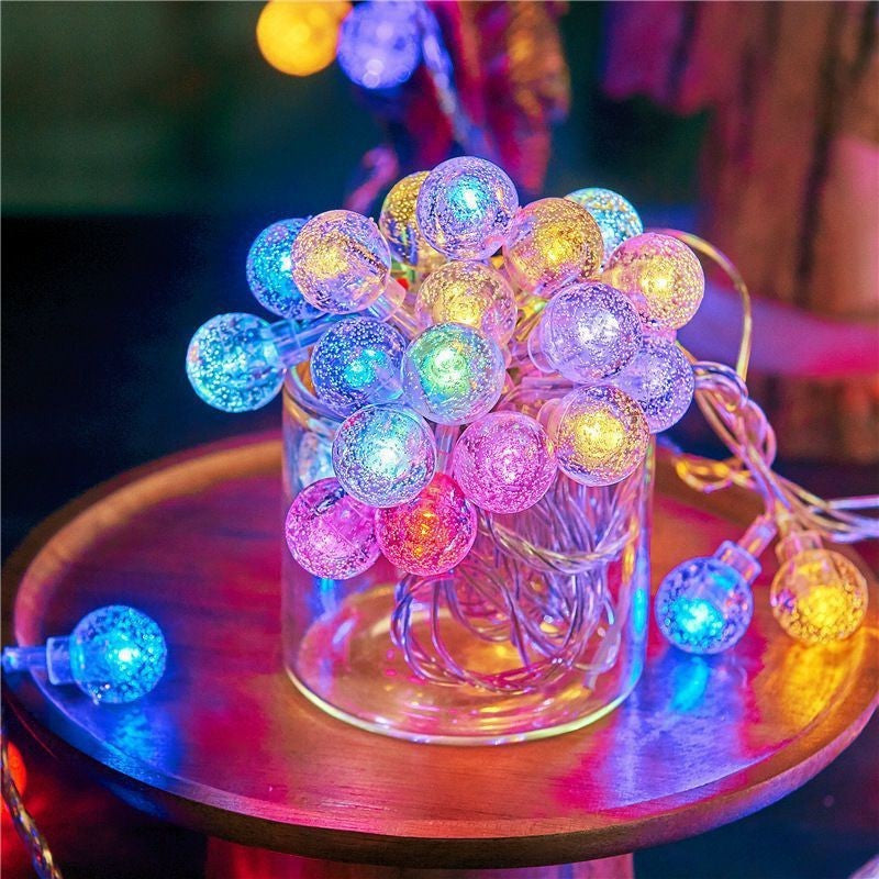 LED Crystal Ball String Lights Battery Power Romantic Bubble Ball Light String Indoor Garden Party Christmas Festival Decoration