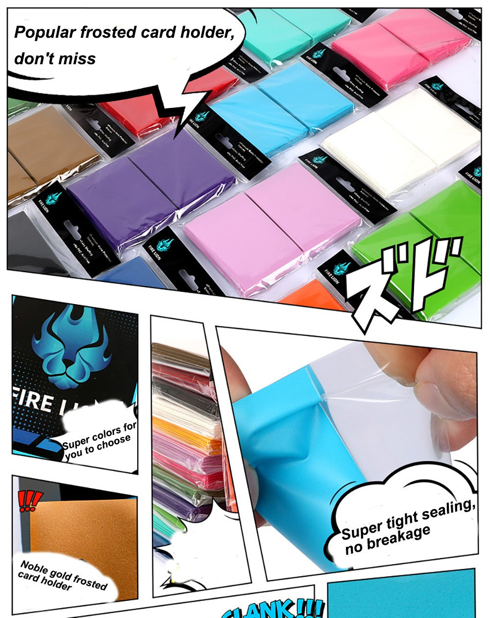 100PCS 66x91mm Colorful Matte Trading Card Sleeves Toploaders Fit PKM/MTG/YGO Sports Card Protector for Photocard Standard Cards