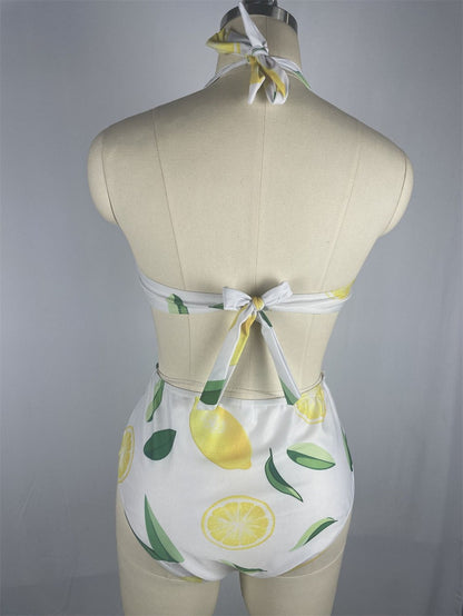 V-neck Halter Bikini Hollow Out Bandage Backless Monokini Vacation Swimwears Women Swimsuit Brazilian Beach Outfit Bathing Suits