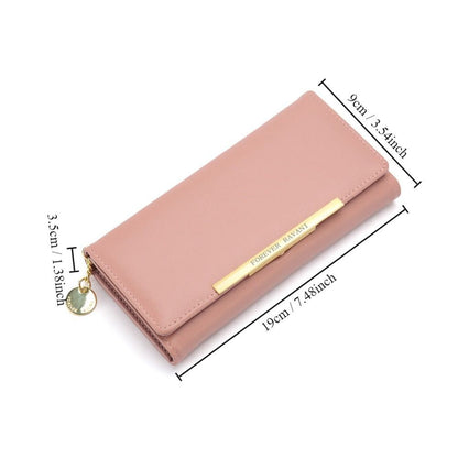 Fashion Portable Solid Color Female Long Purse Zipper Clutch Bag Large Capacity PU Leather Women Zipper Wallet