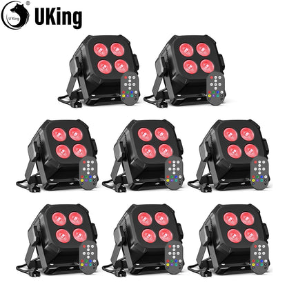 U'King 8Pcs/Set Square LED Par Lights 4X8W RGB LED Stage Light Remote&DMX Controlled DJ Light For Wedding Party Club Disco Event