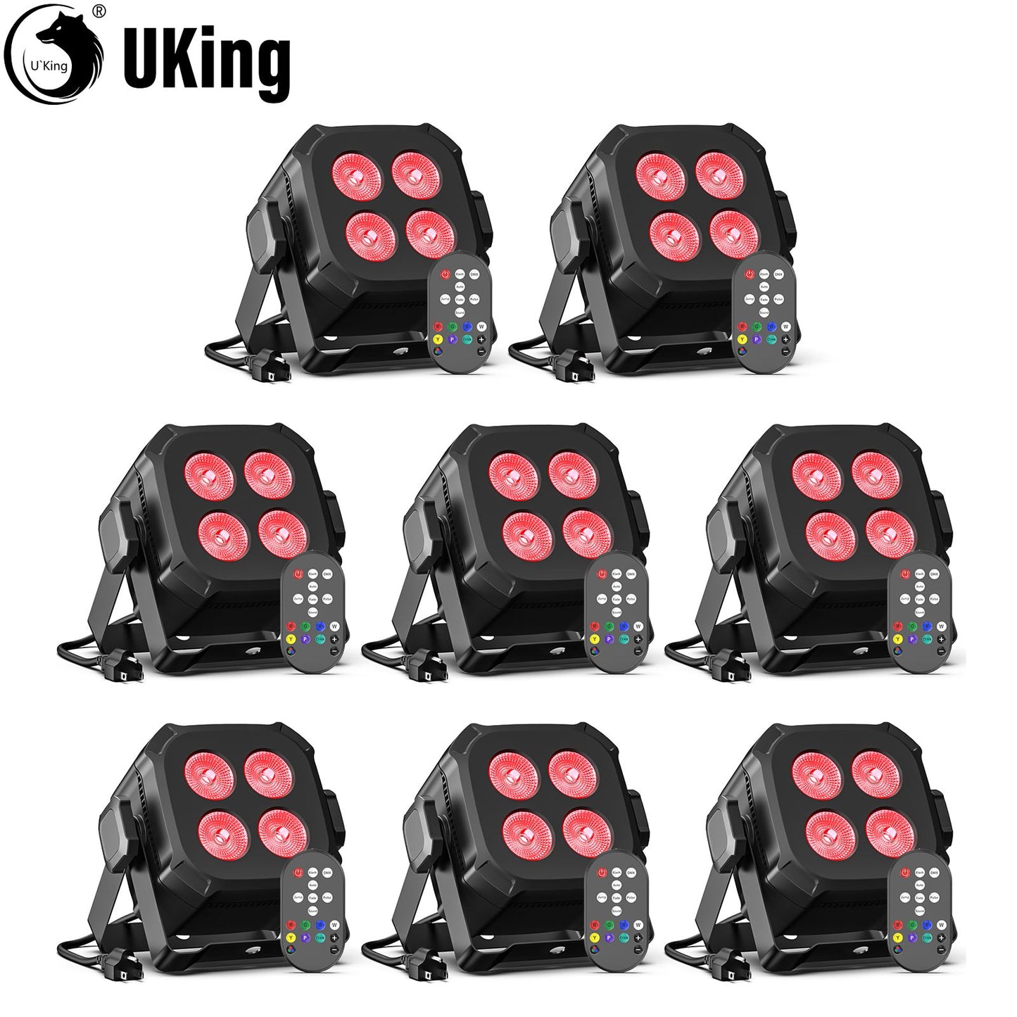 U'King 8Pcs/Set Square LED Par Lights 4X8W RGB LED Stage Light Remote&DMX Controlled DJ Light For Wedding Party Club Disco Event