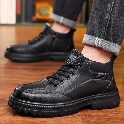 Botas de neve masculinas de inverno 2025: forradas, acolchoadas, antiderrapantes, resistentes ao desgaste e simples para viagens ao ar livre.