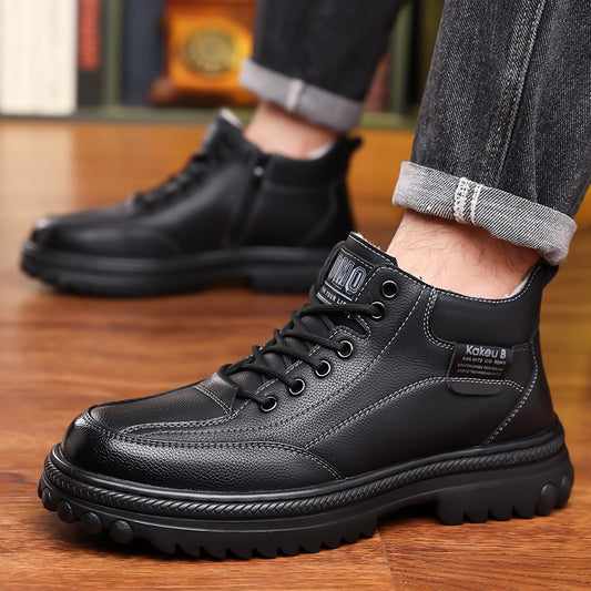 Winter 2025 men's fleece, thickened, anti-slip, wear-resistant and simple outdoor travel snow boots