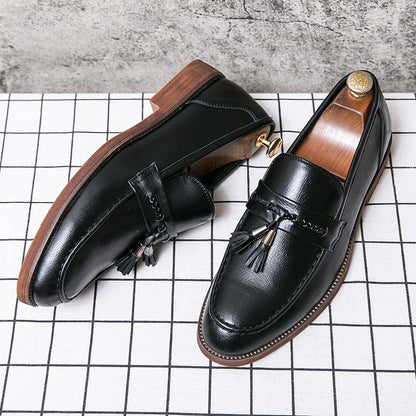 Formal Leather Shoes For Men Classic Men's Dress Shoes Tassel Social Leather Brouge Shoes Men Casual Business Leather Loafer Man