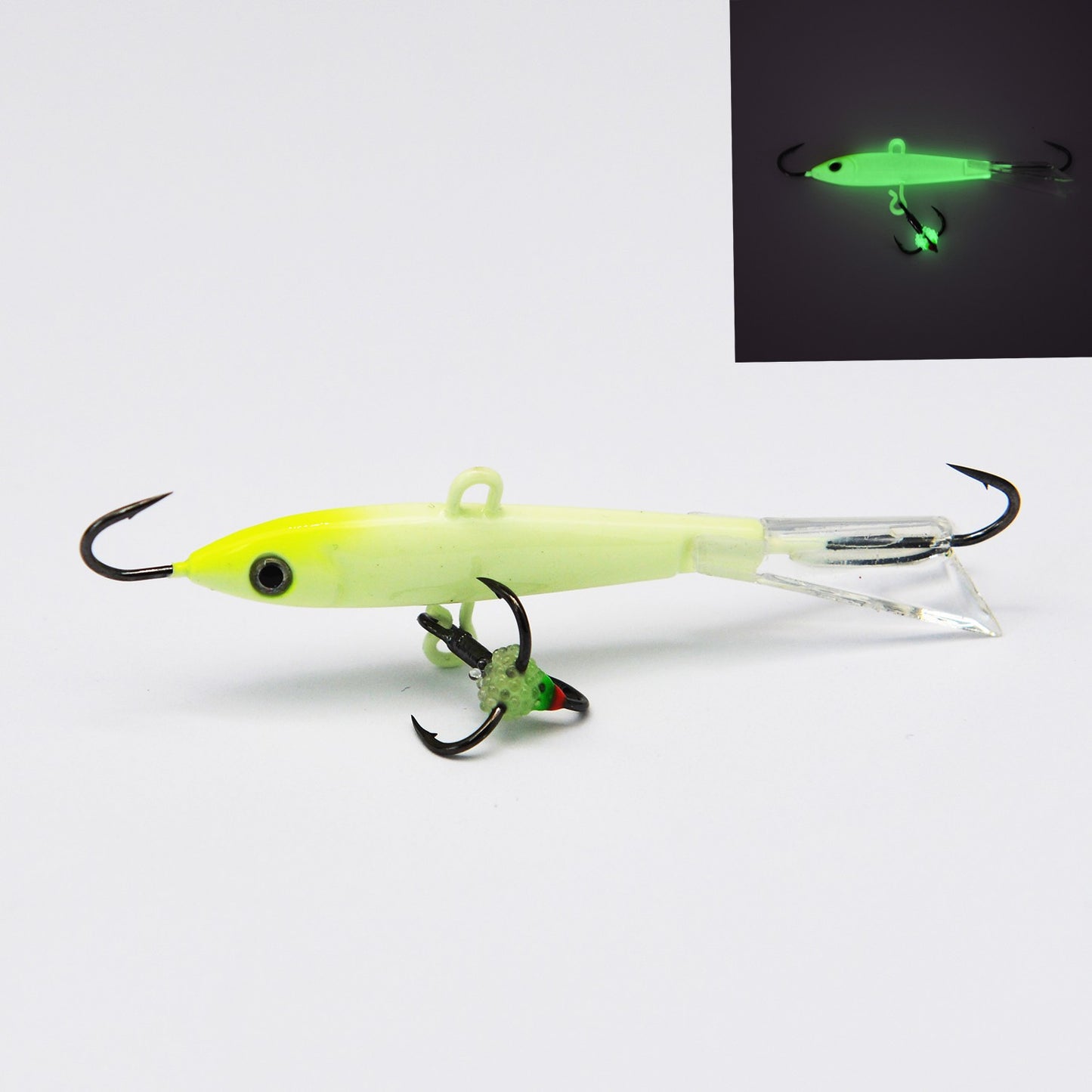 Iscas de Pesca no Gelo com Asas Glide Tail Jigging Vertical para Robalo, Perca, Walleye, Lúcio e Peixe-Sol