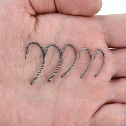 Hirisi 15x Anzóis de Pesca de Carpa Com Olhal Micro Farpa Aço de Alto Carbono Anzóis Revestidos de PTFE Acessórios de Pesca X915